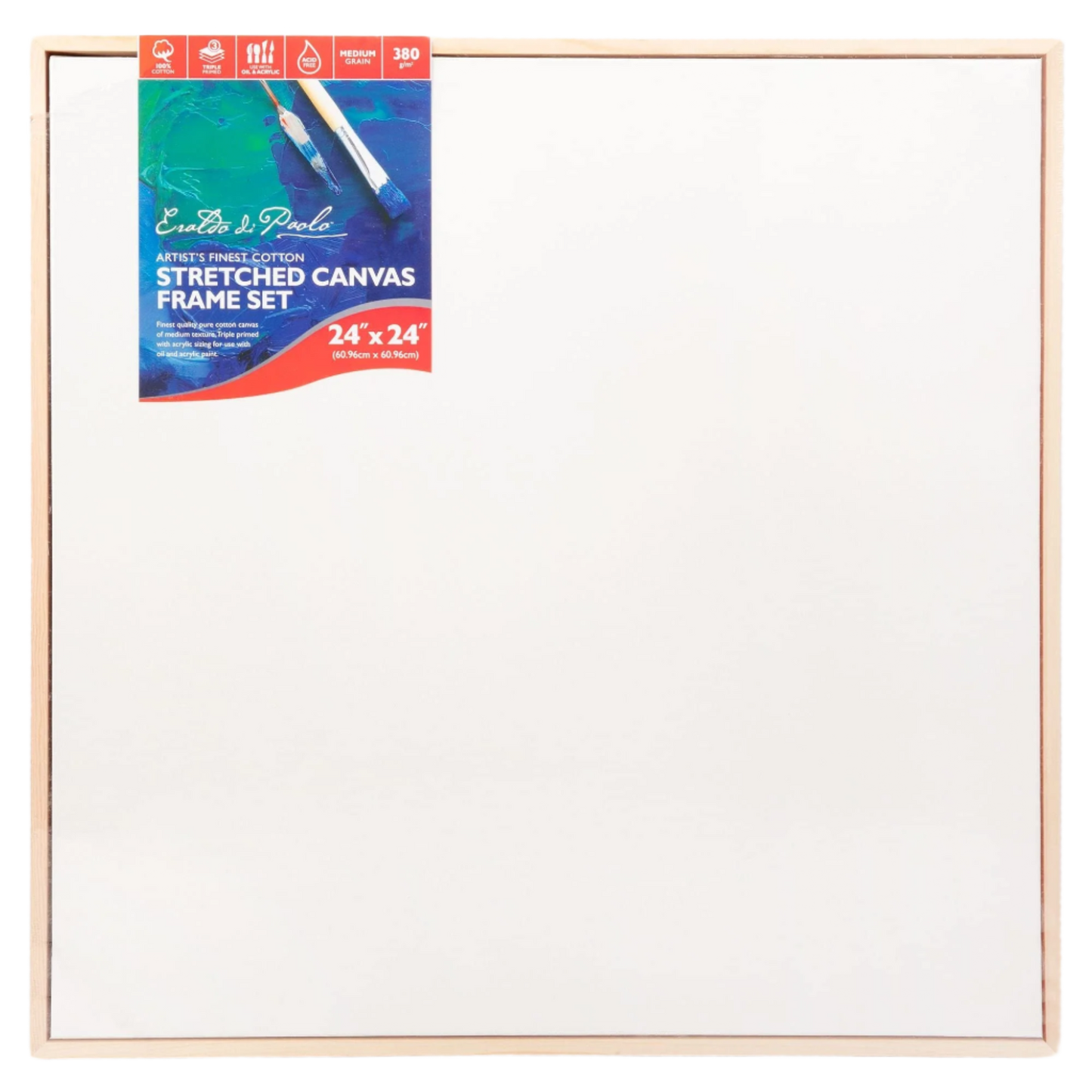 24" x 24" Eraldo di Paolo Gallery Stretched Canvas – Triple-Primed, 100% Cotton, With 1.5" Deep Wooden Frame