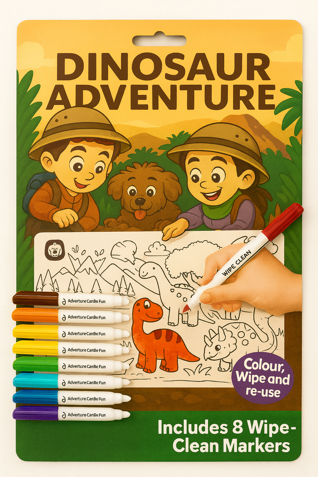 Colour and Wipe Mat - Dinosaur Adventure